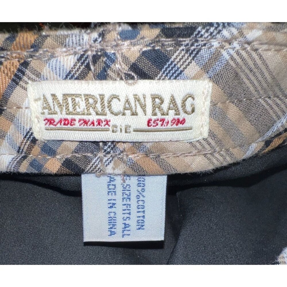 Plaid Beige & Black American Rag Newsboy Cap - Picture 2 of 6